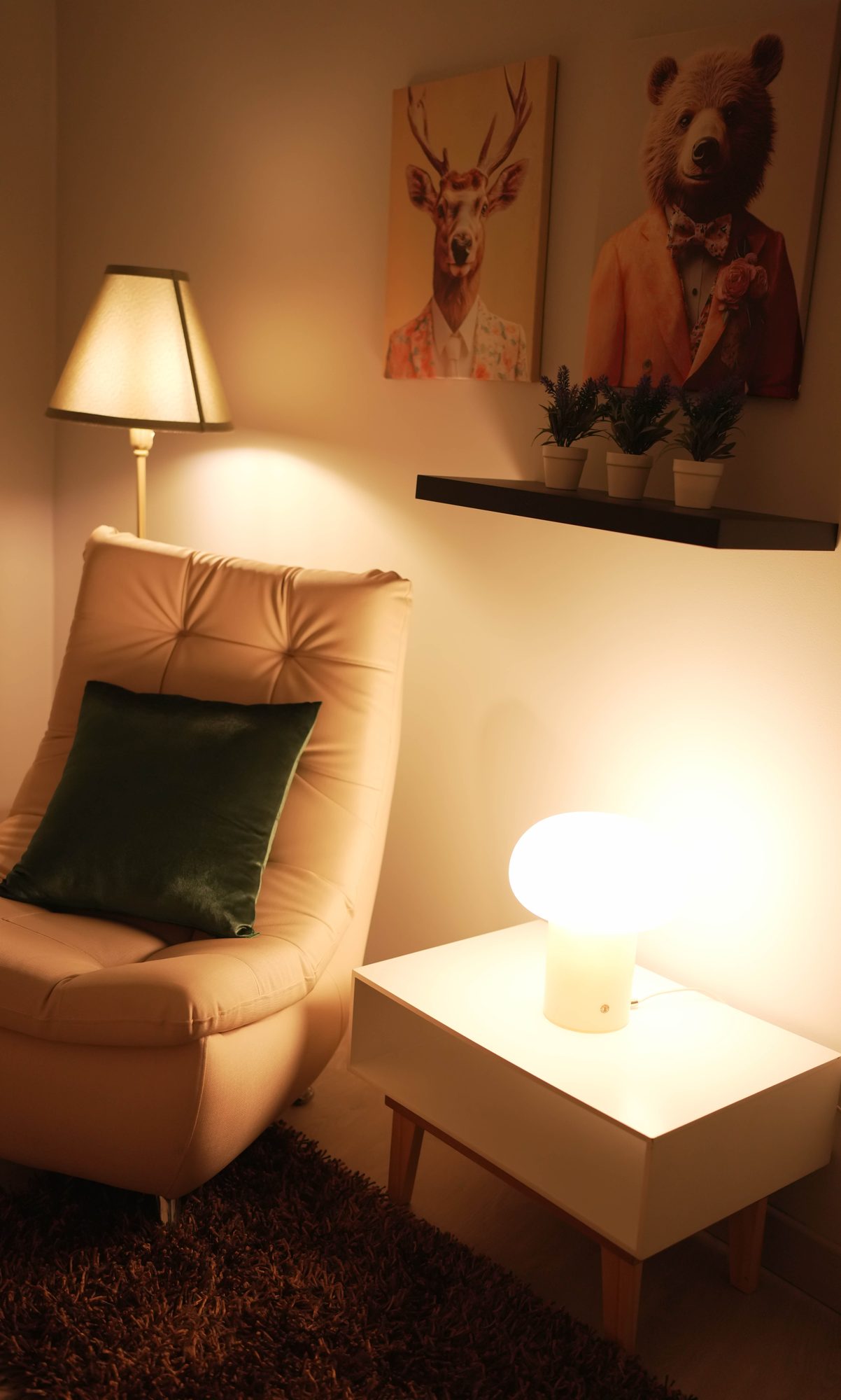 Amber-lit armchair set